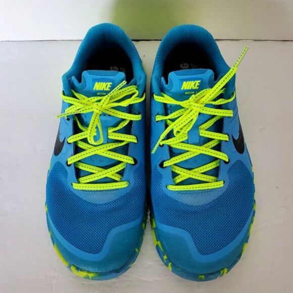 Nike Metcon 2 AMP Blue Glow Volt Neon Yellow CrossFit Size 7 Y2K Retro Sport - Picture 3 of 11